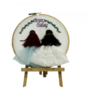 Hand embroidered sister forever frame