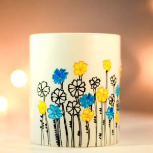 3D hand painted Wild flower Coffee Mug