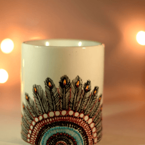 Hand Painted Madhubani art Peacock feather design Mug