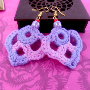 Handmade Crochet geometric flower Earring-Lavender Multi