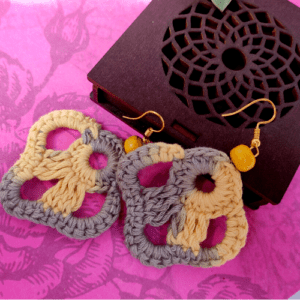 Handmade Crochet geometric flower Earring-Yellow Multi