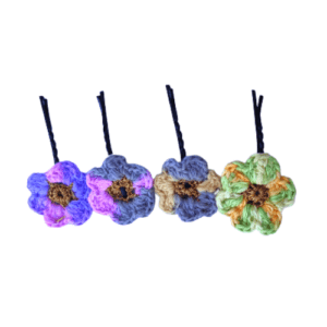 Handmade Crochet Flower Hair Clip Set of 4 – Multi colour