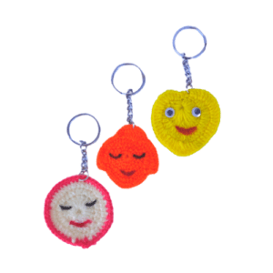 Handmade Crochet Smiley Key Chain – Pink& White