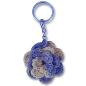 Handmade Crochet Flower Key Chain – Unicorn Portion Grey & Yellow