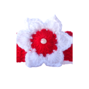 Handmade Crochet Head Band with flower – Red