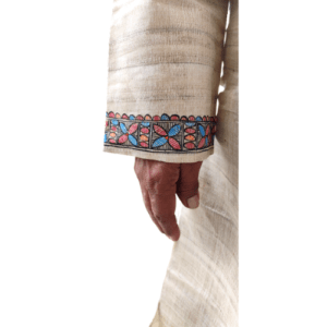 Silk Kurta With Madhubani Painting on front & Sleeve – For Men