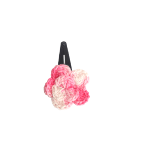 Handmade Crochet Flower Tik Tack Clip for hair – Pink (Set of 2)